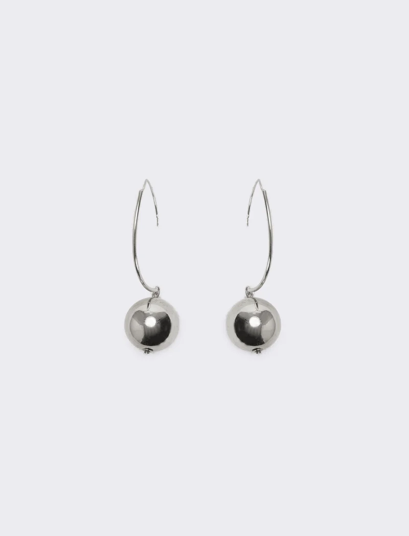 Orecchini cerchi con pendente e pallina - Argento