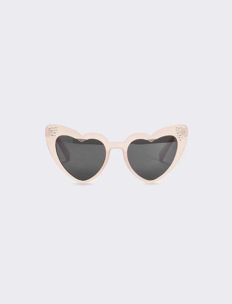 Occhiali da sole a cuore con strass - Rosa