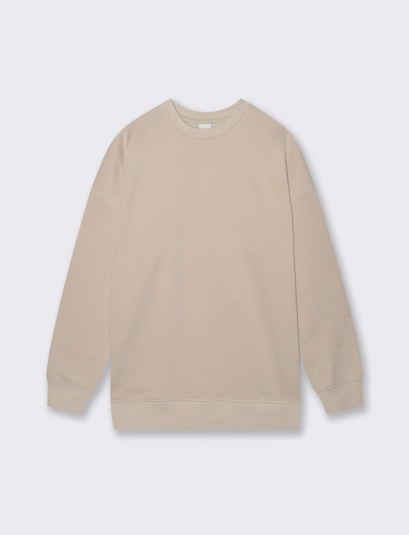 Felpa Basic Girocollo Oversize - Beige grano