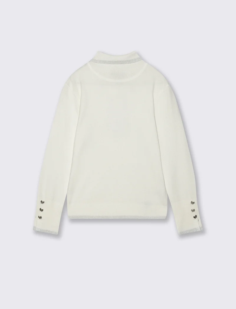 Lupetto con bordino metallizzato - Bianco sporco