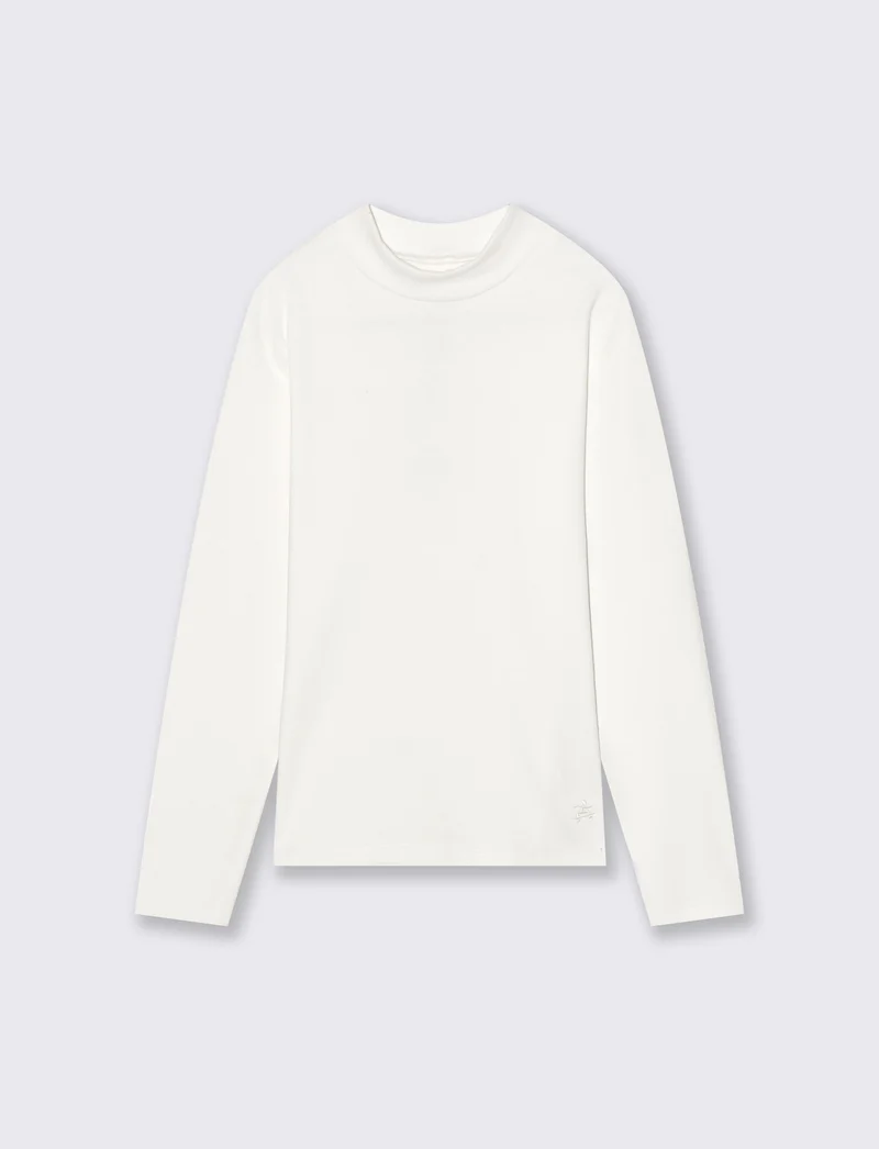 T-shirt mezzo collo caldo cotone. - Bianco