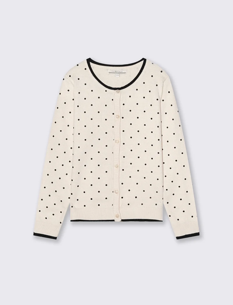 Cardigan in maglia manica lunga. - Beige
