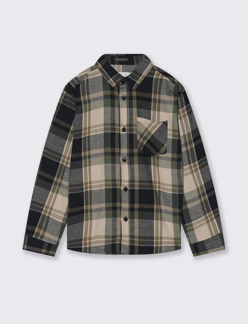Camicia in flanella fantasia. - Verde
