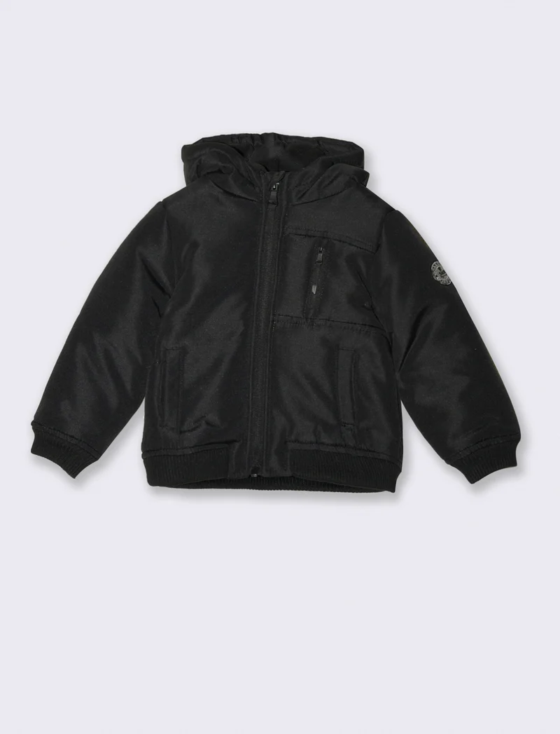 Giubbotto con tasche e patch - Nero