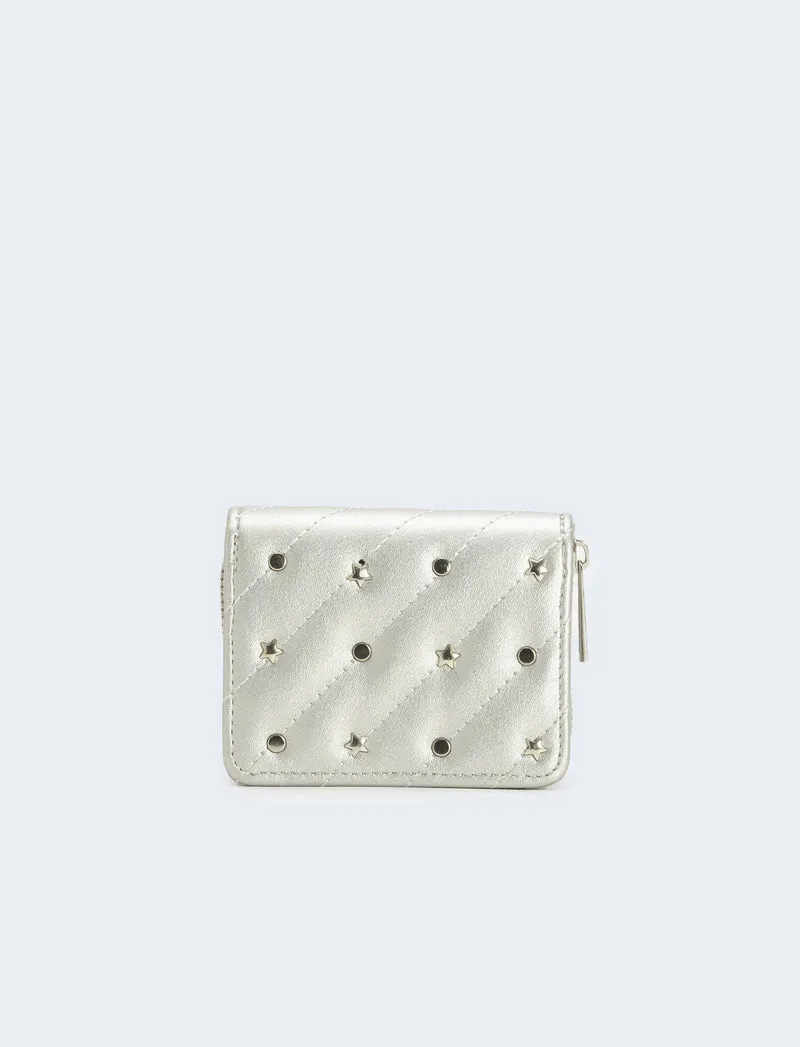 Portafogli con stelline laminato - Argento