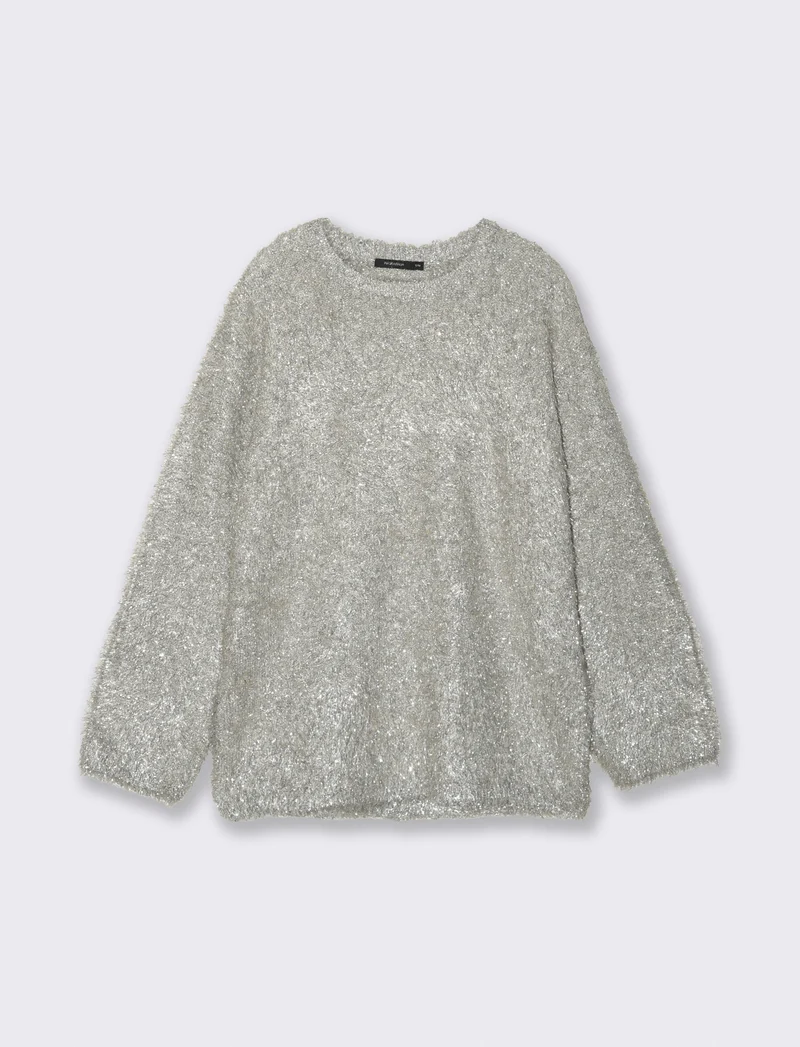 PULLOVER CON FIBRA METALLIZZATA - Argento