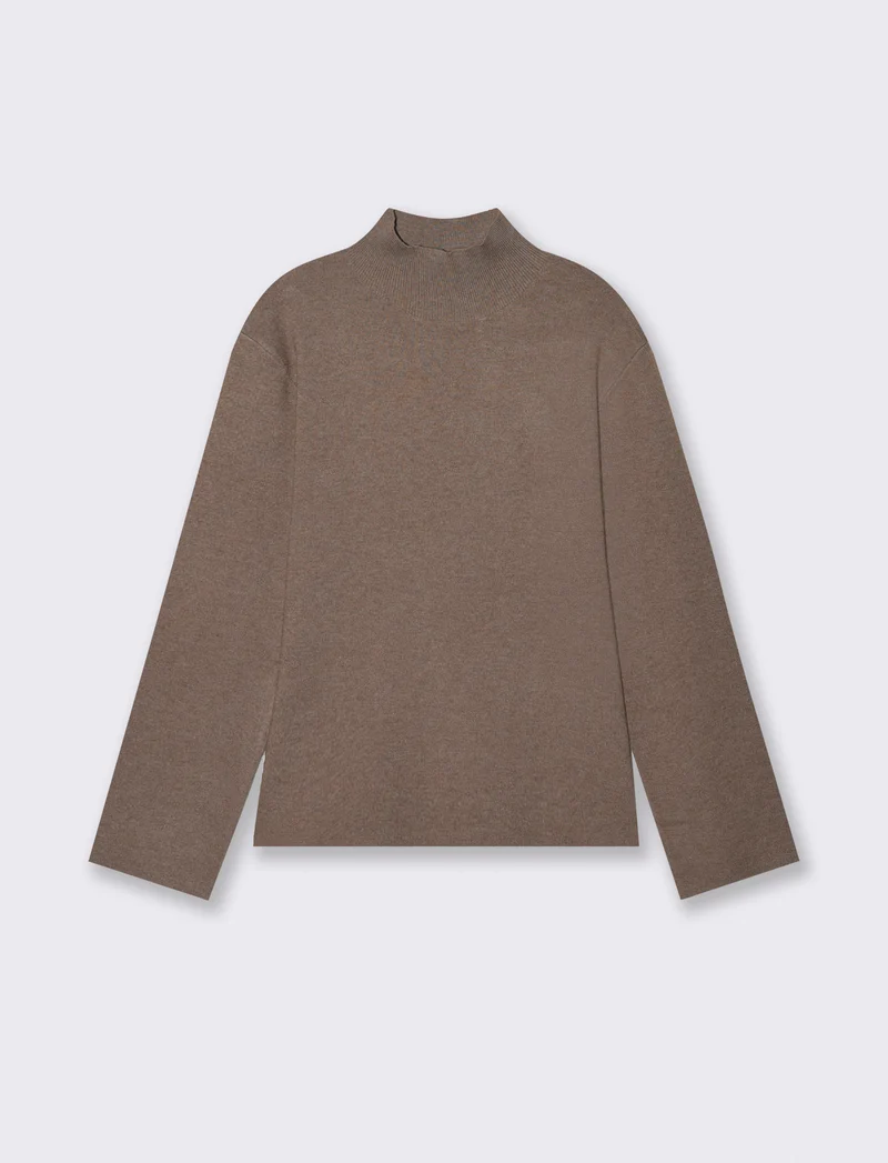 PULLOVER IN PUNTO MILANO - Tortora melange