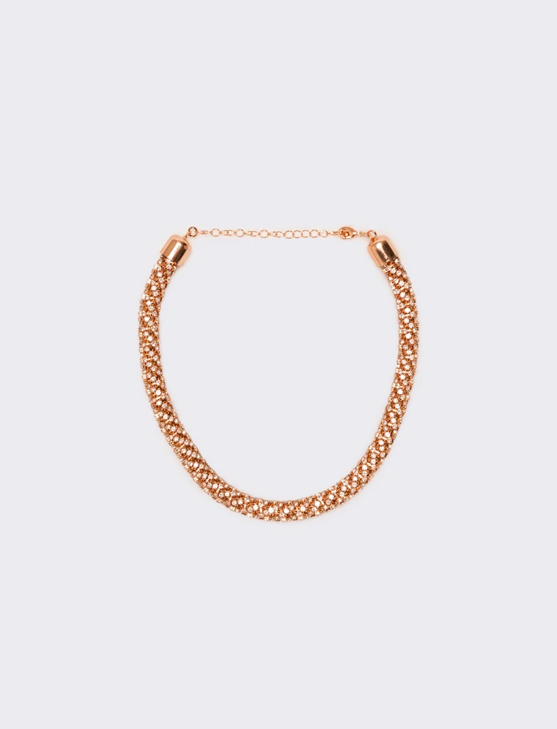Collana tubolare strass - Oro rosa