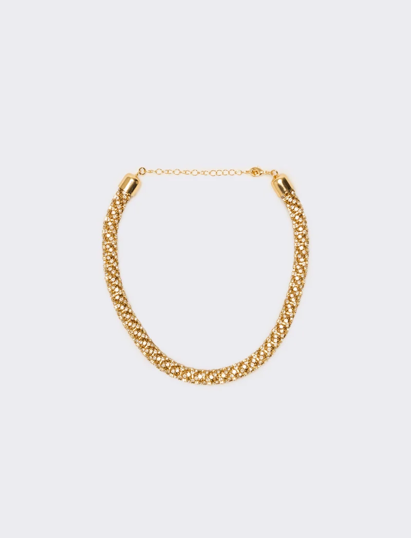 Collana tubolare strass - Oro