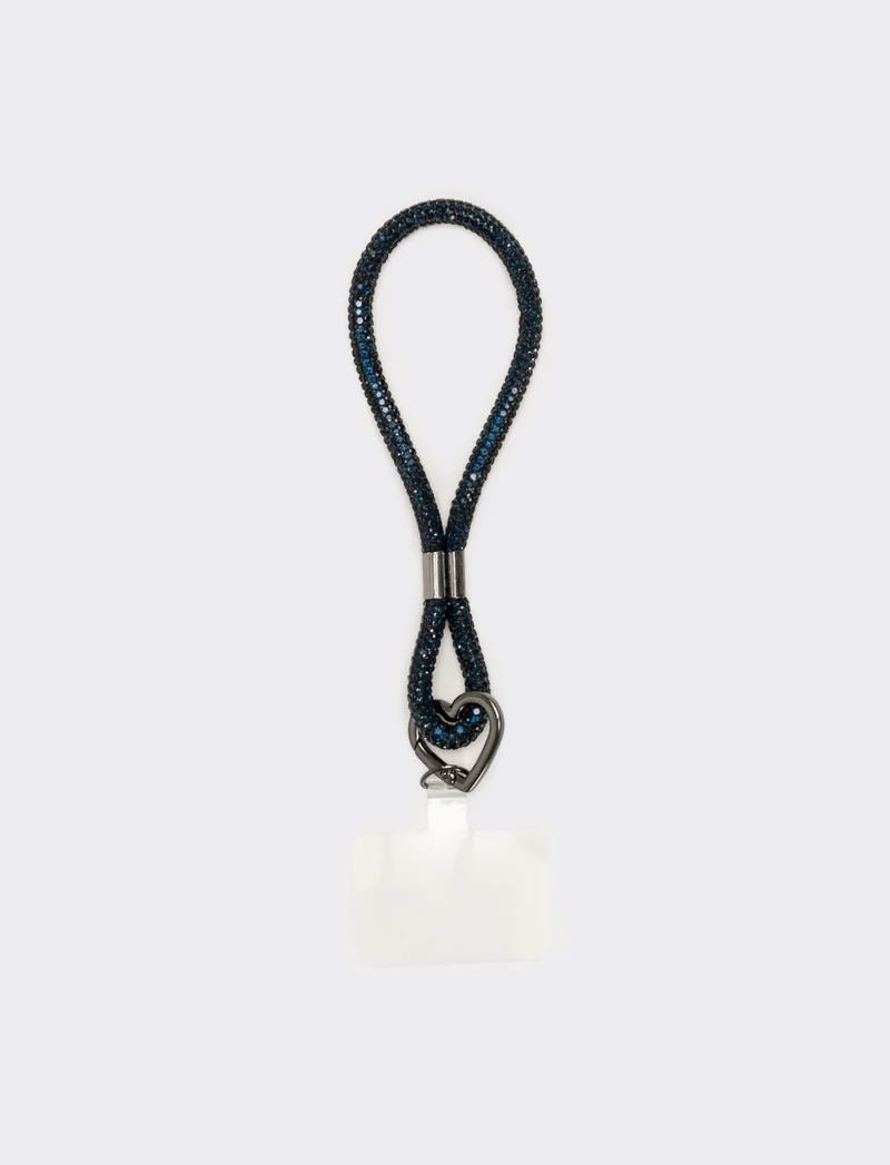 Laccio porta cellulare da polso con strass - Blu