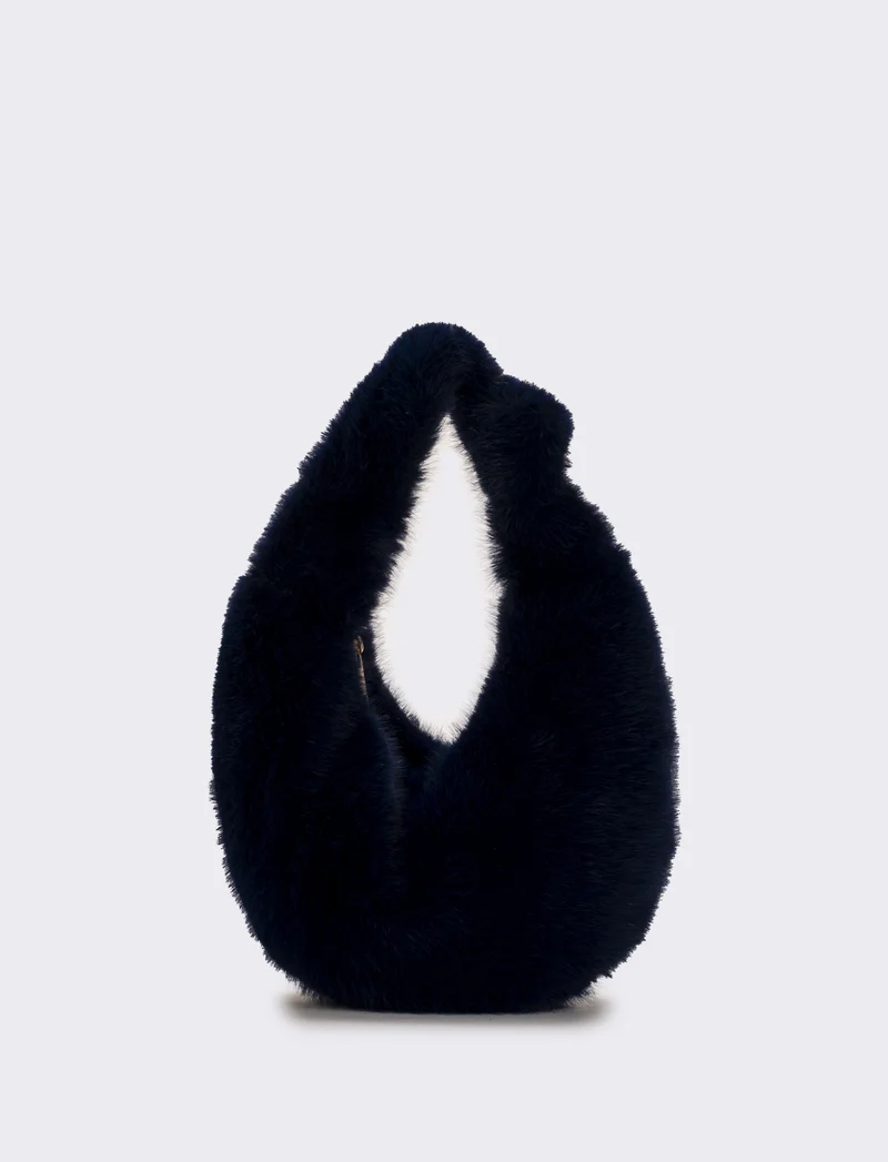Borsa a mano donna in finta pelliccia - Blu