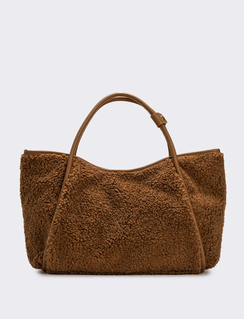 Shopper donna grande in finta pelliccia - Marrone