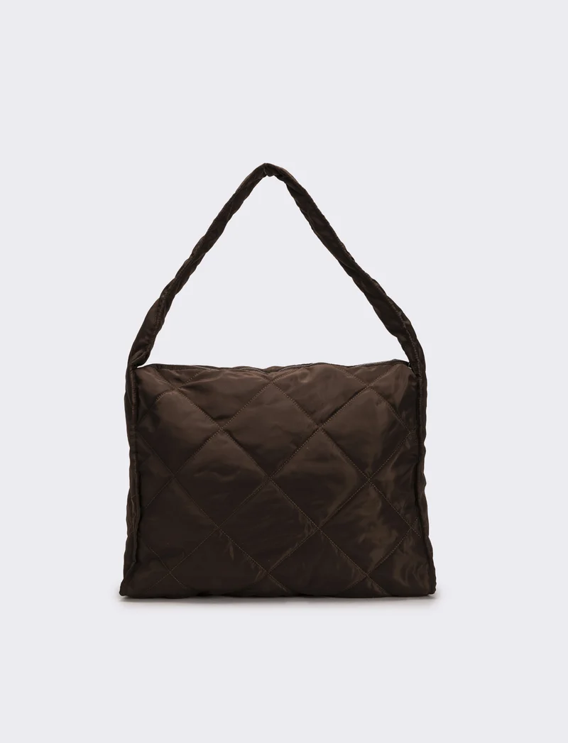 Borsa shopper donna grande trapuntata - Marrone