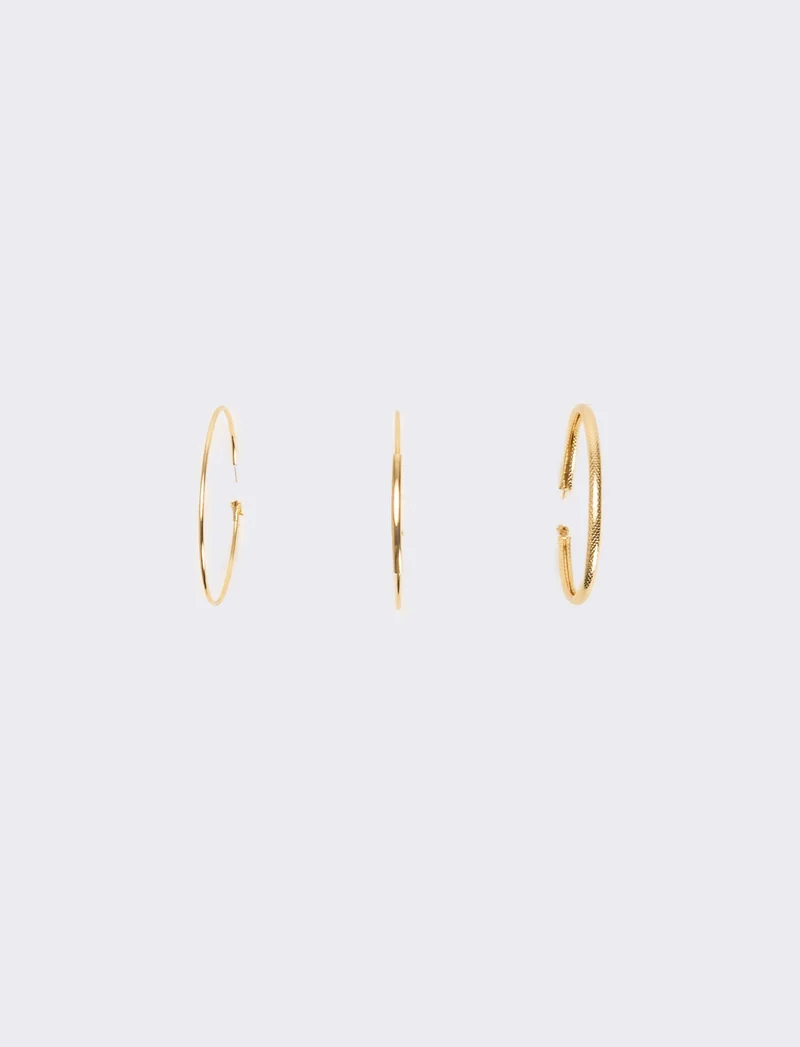 Orecchini 3 pezzi cerchi grandi - Oro
