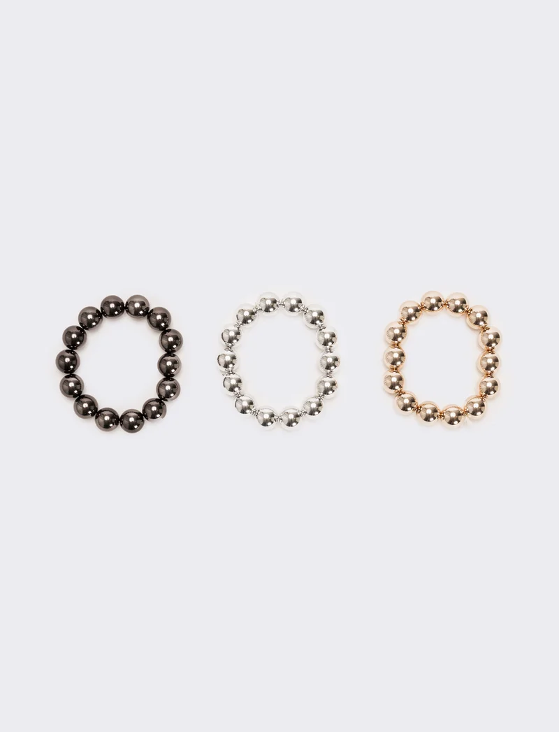 Card 3 bracciali perle metal - Multicolore