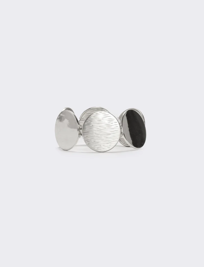 Bracciale bottoni rotondi lucido e opaco - Argento