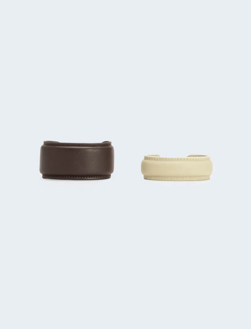 Due bracciali in ecopelle regolabili - Marrone