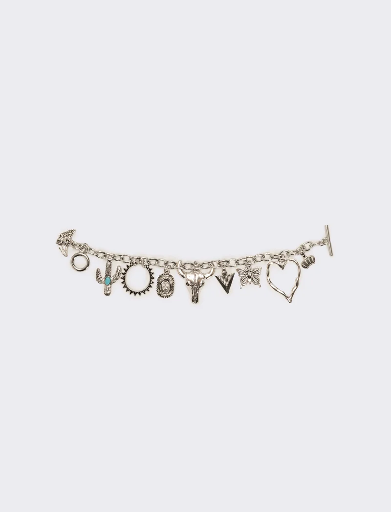 Bracciale con ciondoli rodeo - Argento