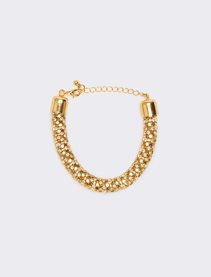 Bracciale tubolare strass - Oro