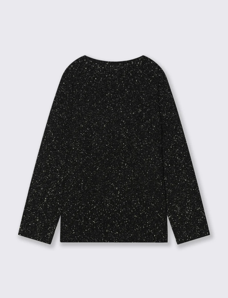 PULLOVER CON TESSUTO CON FIBRA METTALLIZATA - Nero
