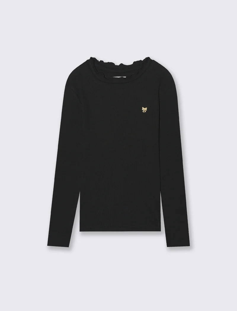 T-shirt in rib - Nero