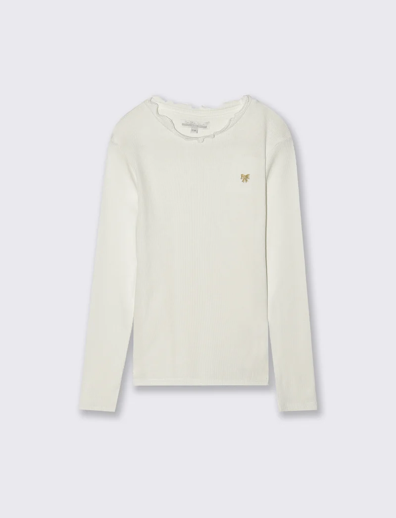 T-shirt in rib - Bianco latte
