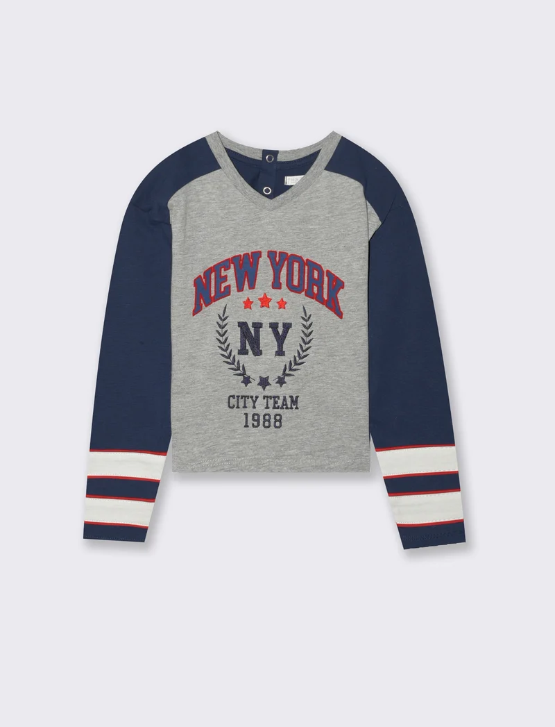 T shirt neonato stile baseball - Grigio mel.