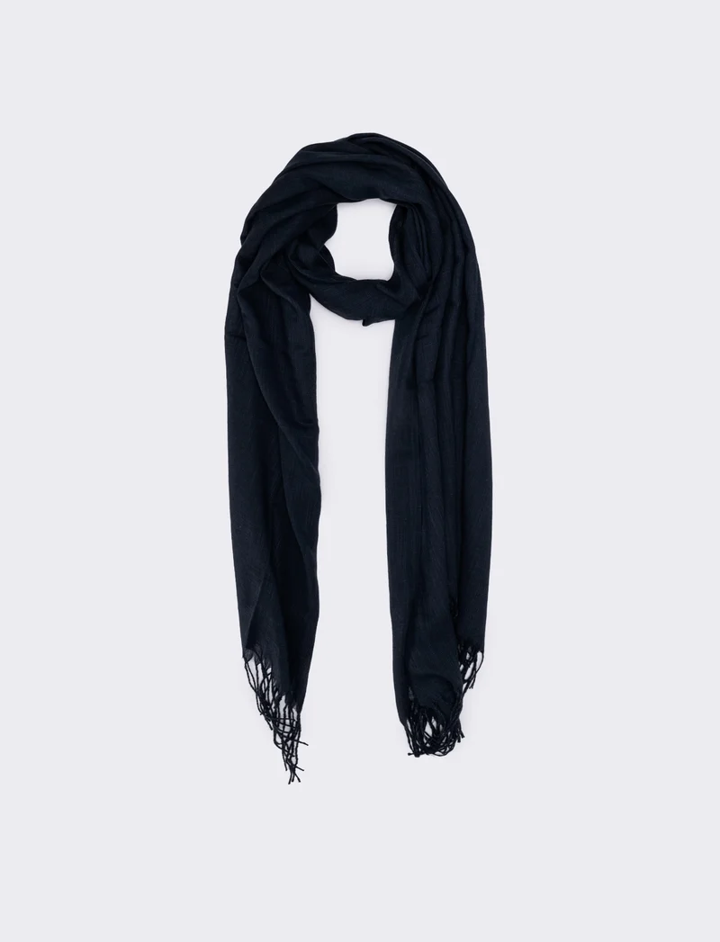 Foulard donna basic con frange - Blu