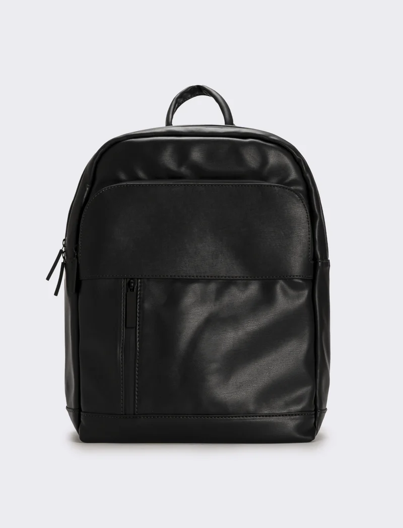 Zaino uomo in pvc con zip - Nero