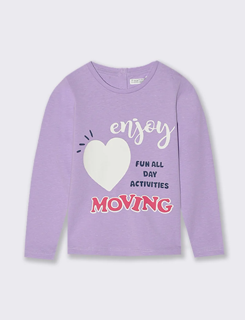 T-SHIRT MANICA LUNGA CON STAMPA - Lilla