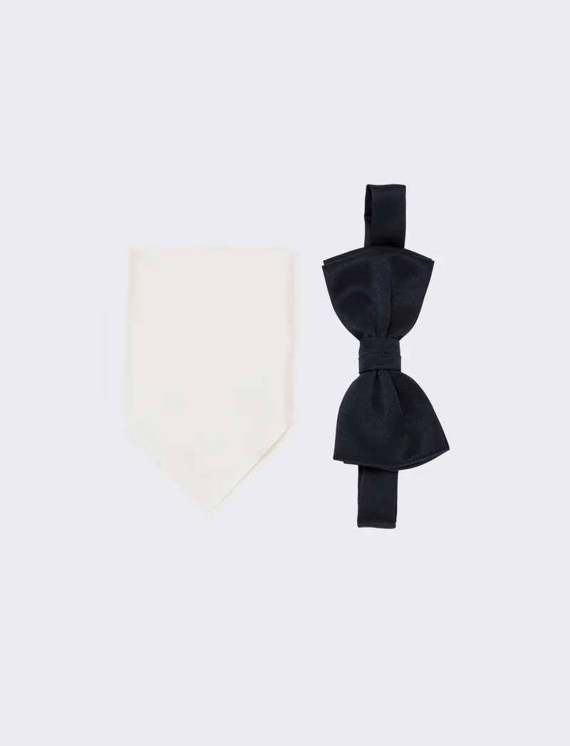 Cravatta uomo papillon+pochette - Blu navy