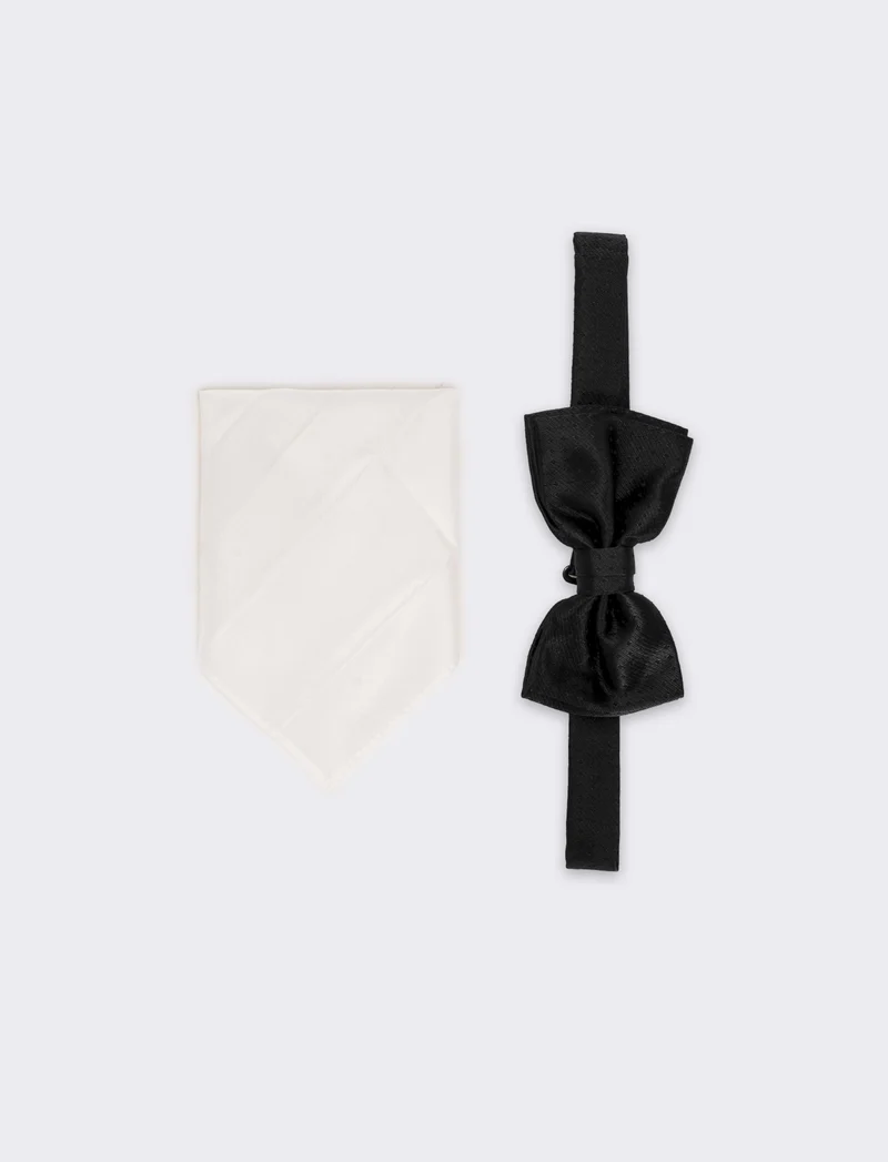 Cravatta uomo papillon+pochette - Bianco-nero