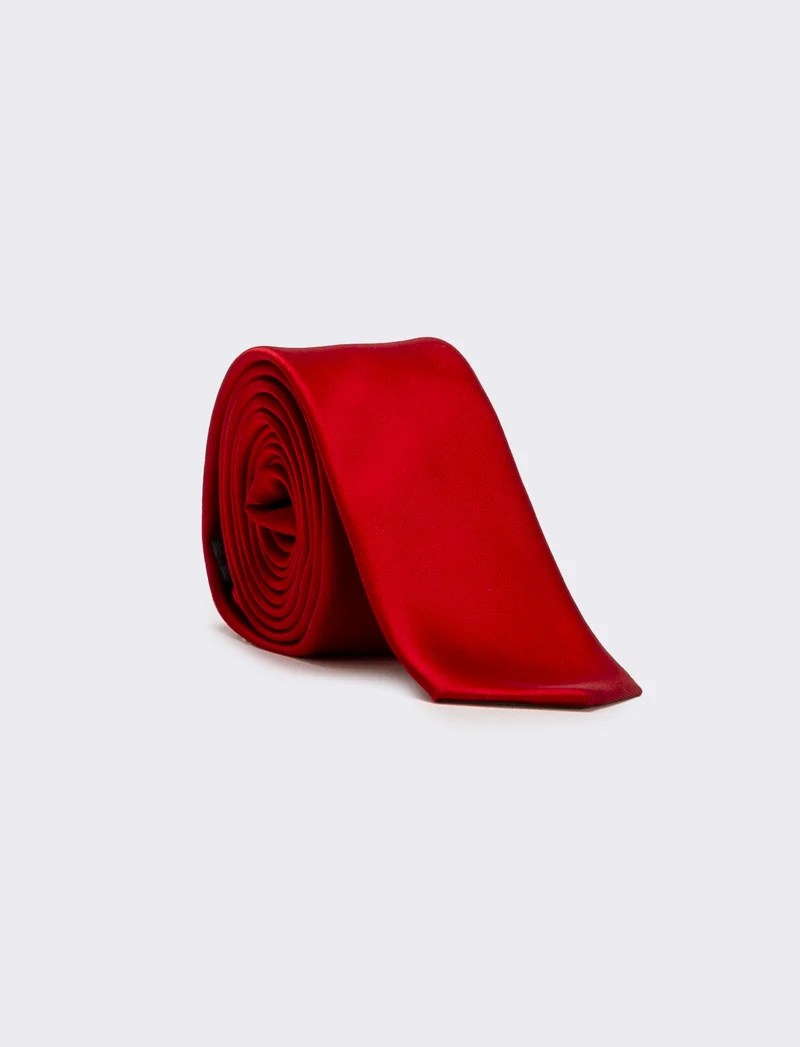 Cravatta uomo raso liscio 5cm - Rosso