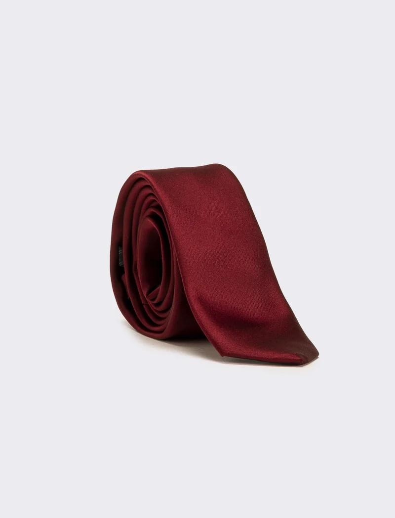 Cravatta uomo raso liscio 5cm - Bordeaux