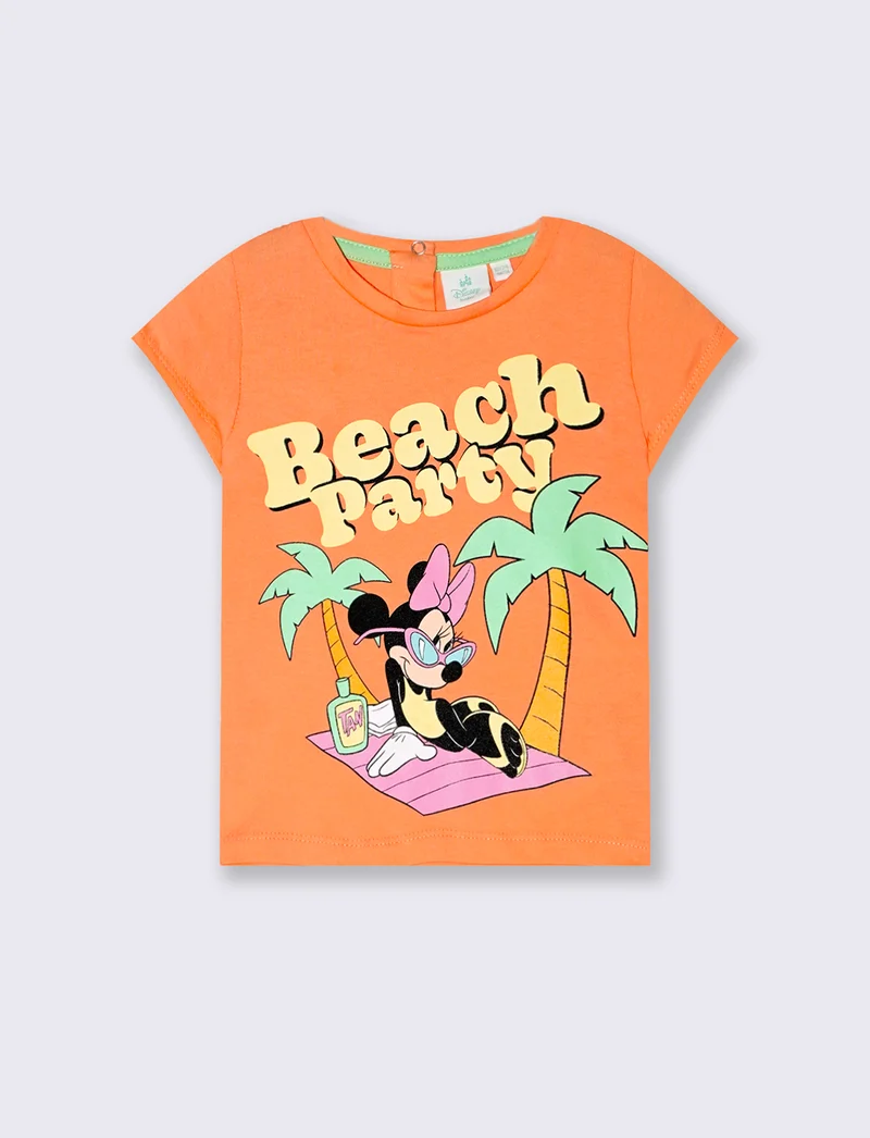 Maglietta stampa Minnie da neonata - Arancio