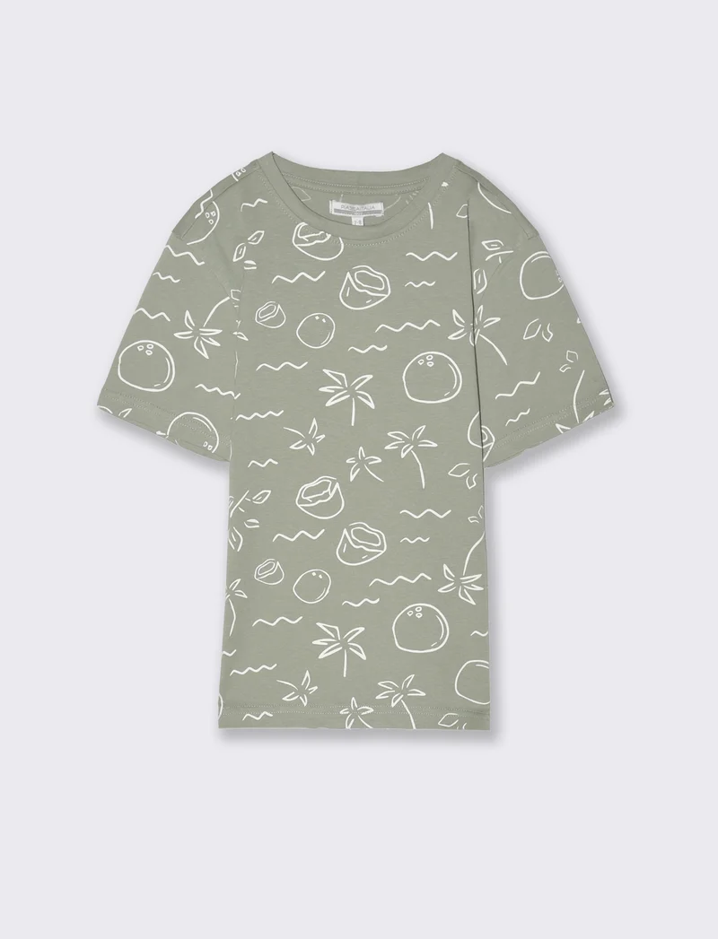 T-shirt all-over in jersey da bambino - Verde salvia