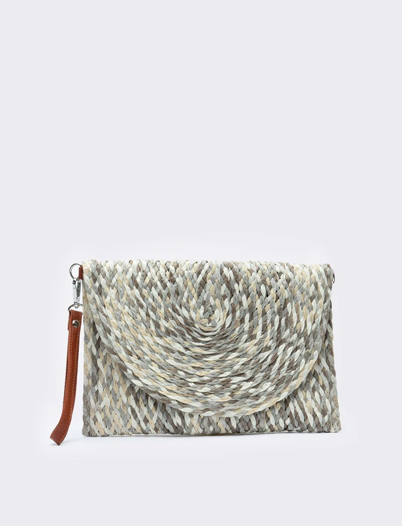 Pochette donna a lettera multicolor - Grigio