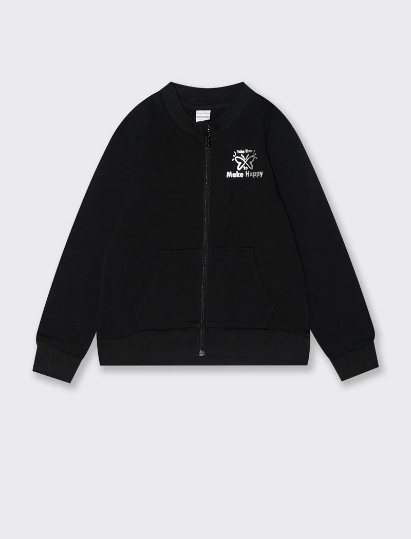 Felpa con zip - Nero