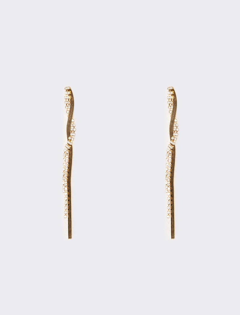 Orecchini donna fili lunghi strass - Oro