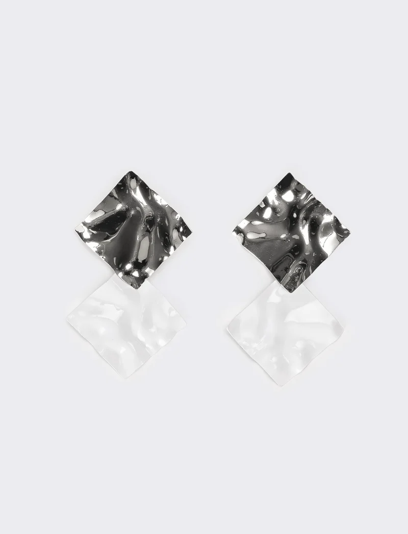 Orecchini donna doppio rombo martellato - Argento