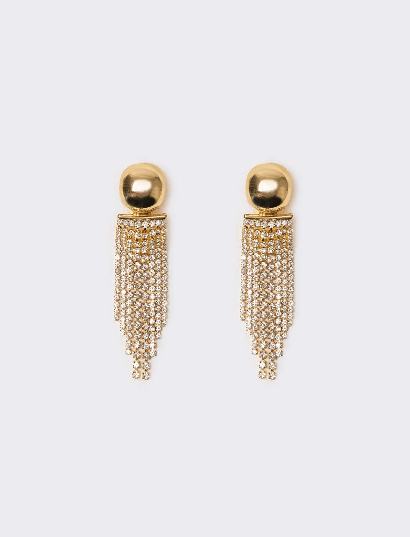 Orecchini donna cascata strass - Oro