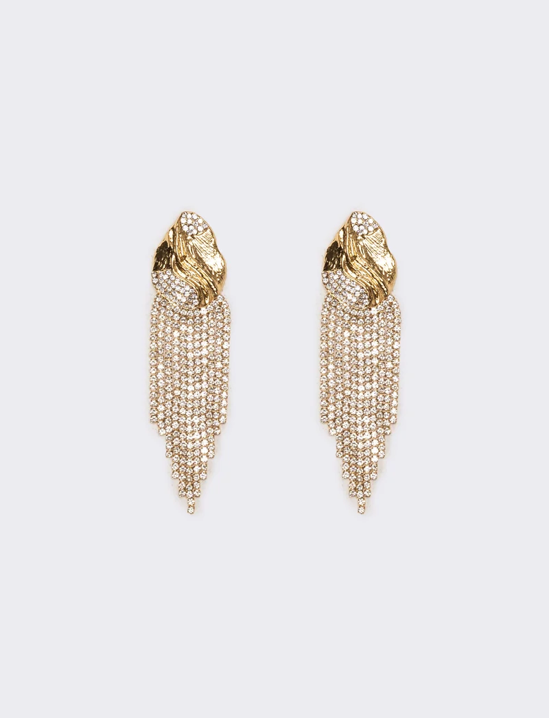 Orecchini donna con cascata strass - Oro