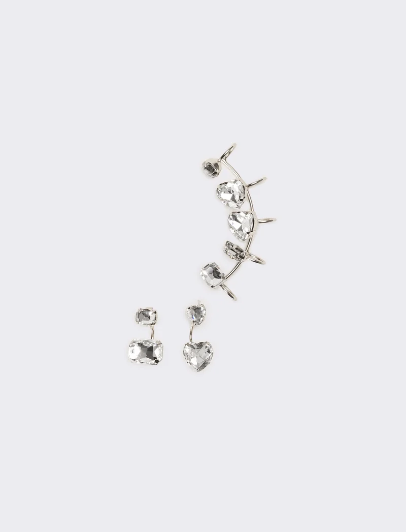 Orecchini donna ear cuff strass - Argento