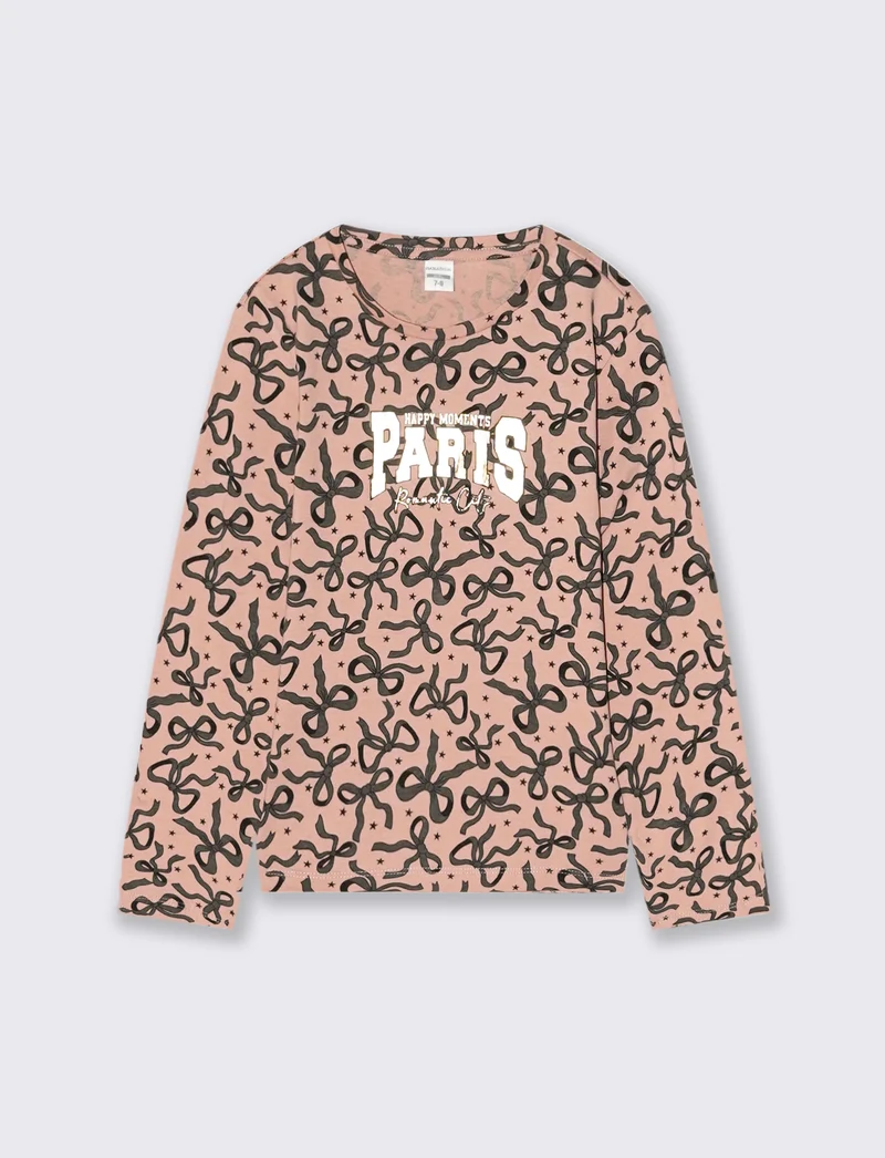 T-shirt in jersey stampata da bambina - Rosa
