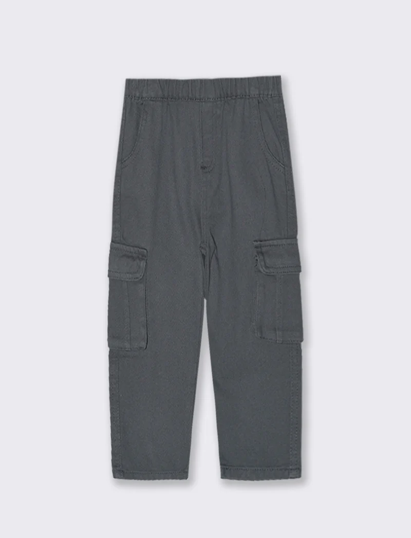 Pantalone in twill con tascone - Grigio asfalto