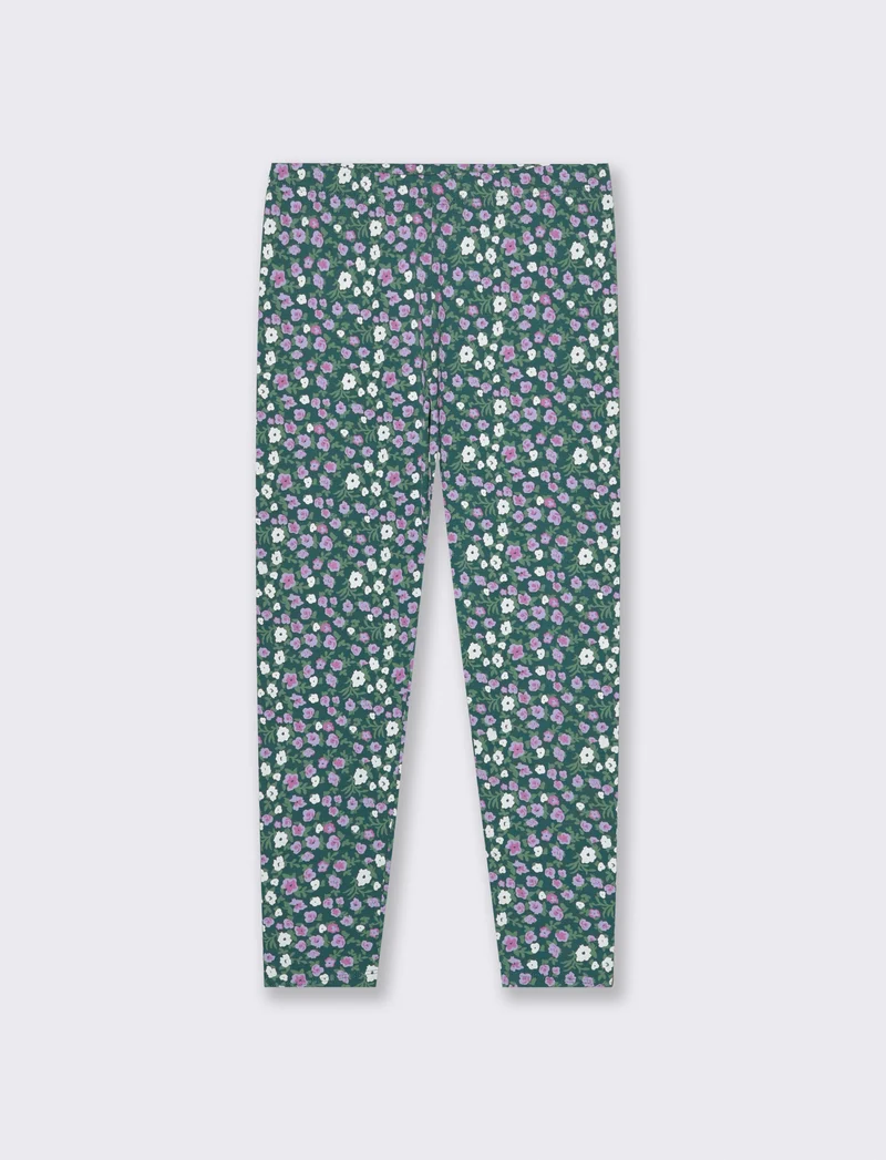 Leggings stampato in cotone elasticizzato. - Verde