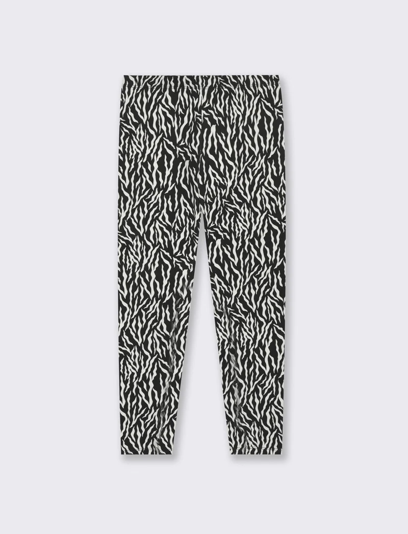 Leggings stampato in cotone elasticizzato. - Nero