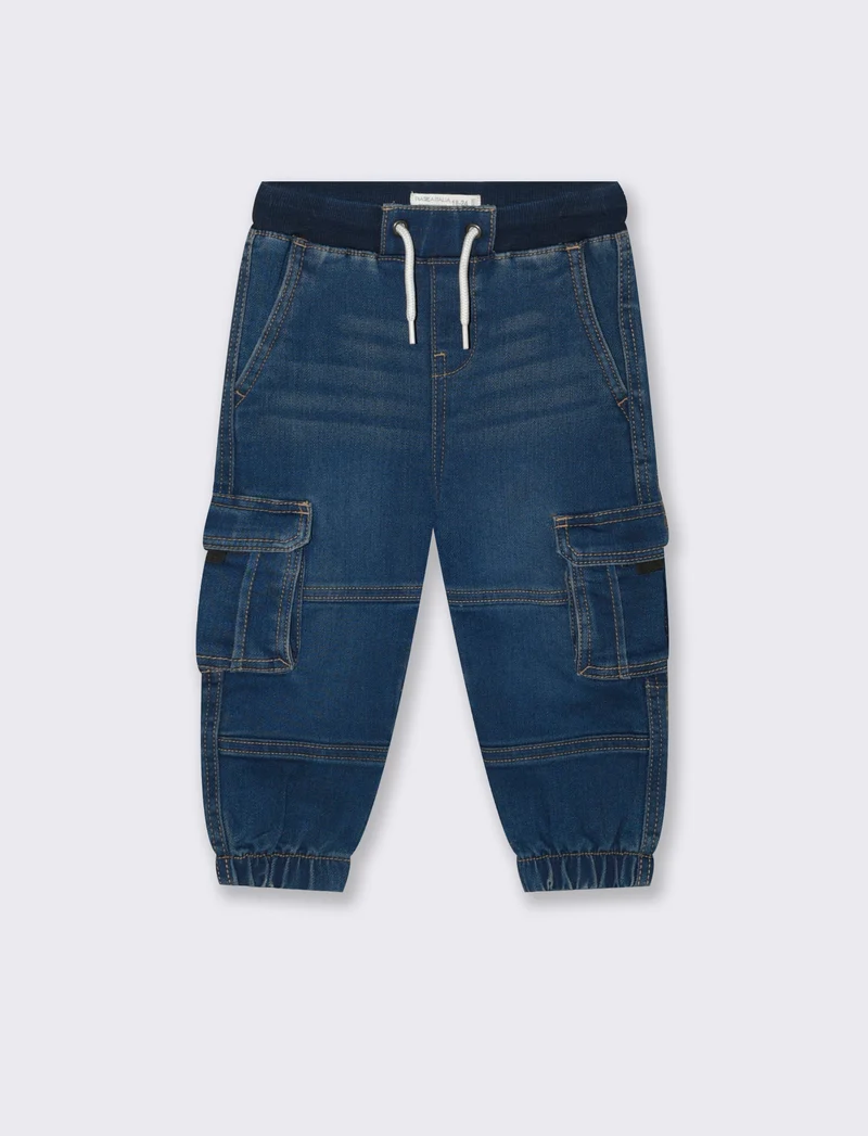 Pantaloni effetto denim con costina - Denim