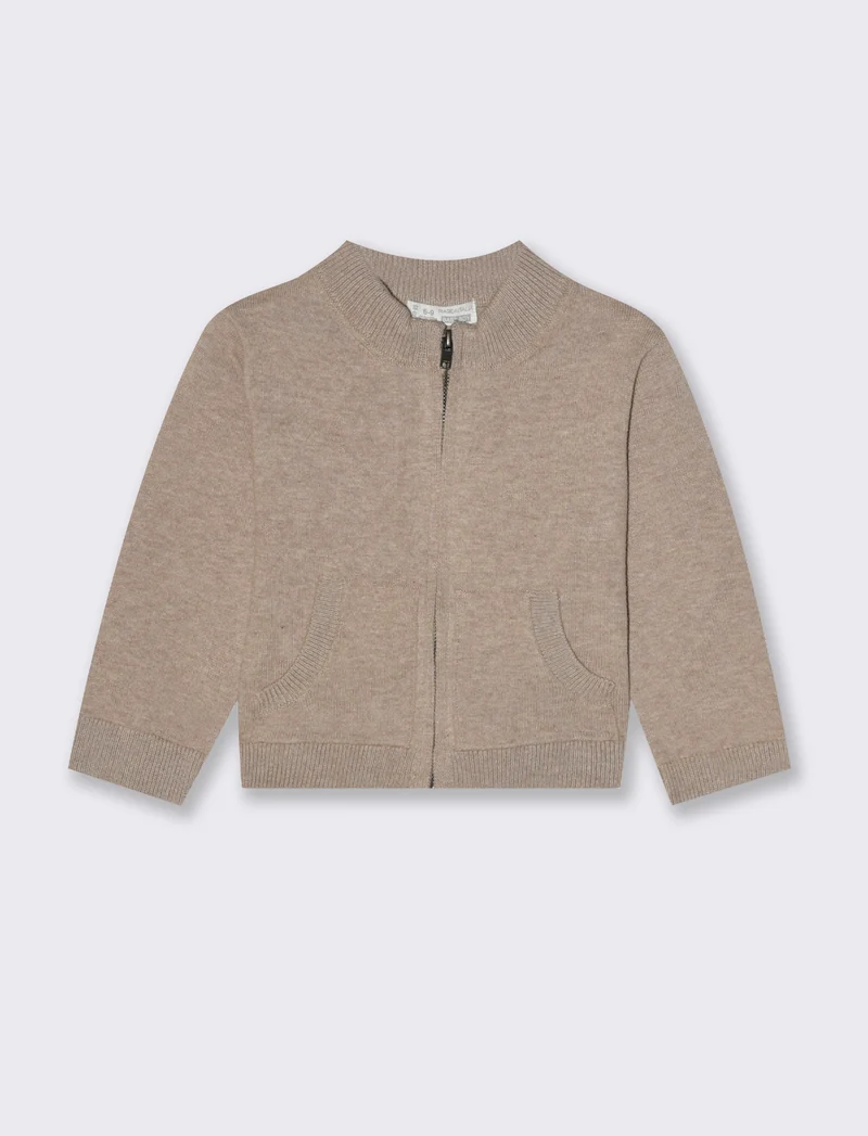 Cardigan basico con zip - Beige