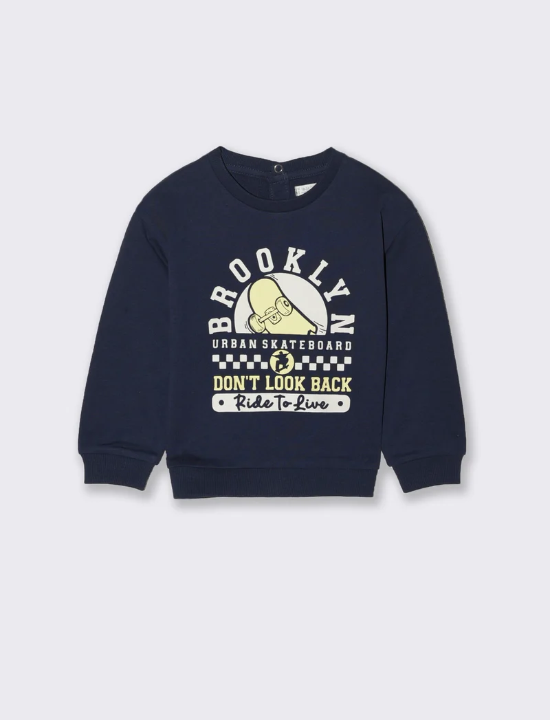 Felpa basica con stampa frontale - Blu